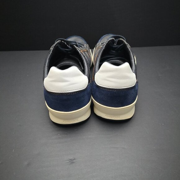 Geox Respira Men's Size 10 Navy Tan White Leather & Suede Tie Closure Shoes - Picture 7 of 10